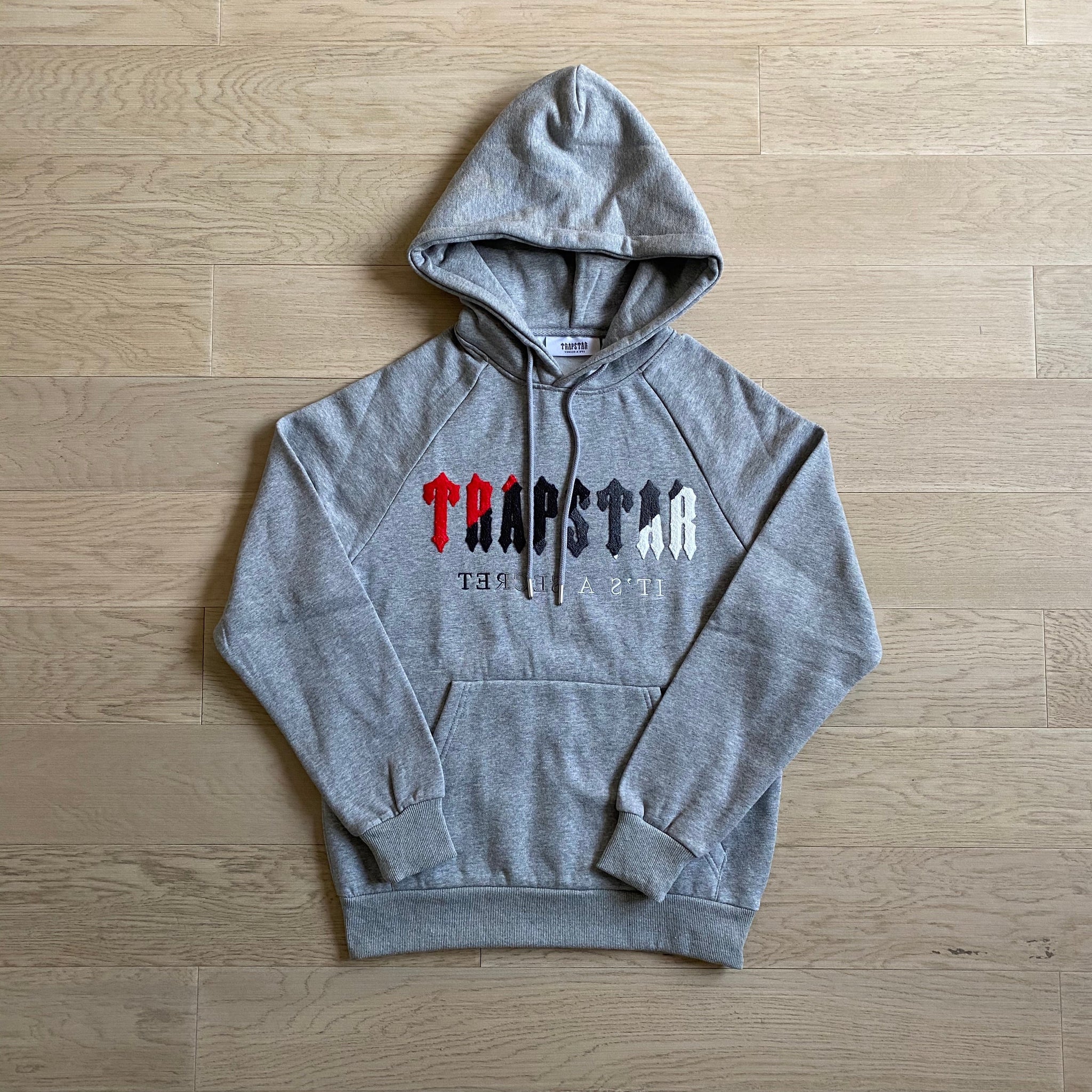 Mens Grey/Red Chenille Decoded Hooded Tracksuit "TStar"