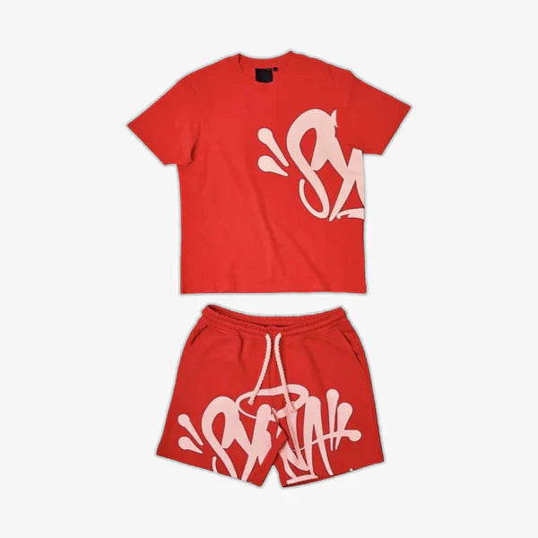 Mens Red/Pink Shorts Set "Syna Wrld"