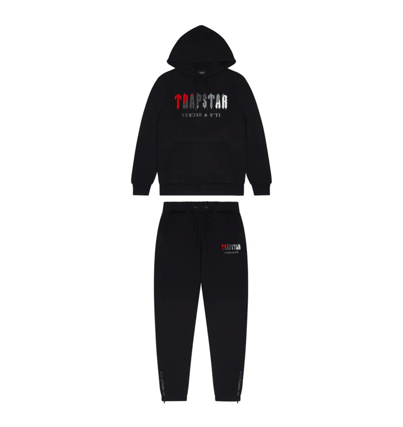 Mens Black/Red Chenille Decoded Hooded Tracksuit "TStar"