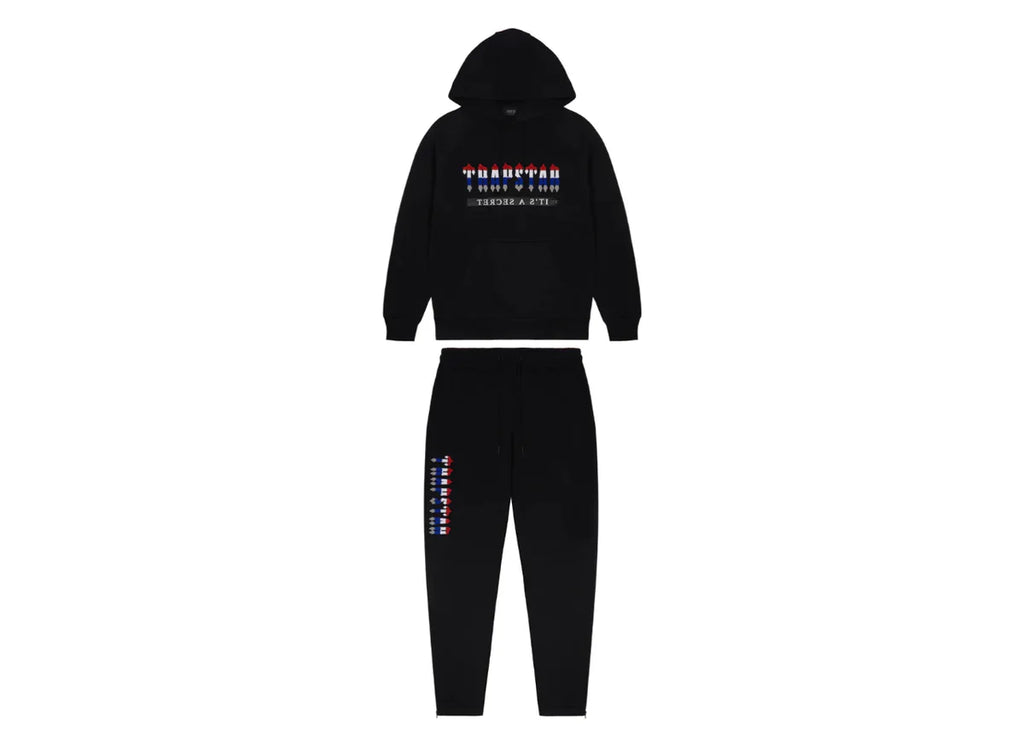 Mens 2.0 Black/white/Blue/Red Chenille Decoded Hooded Tracksuit "TStar"