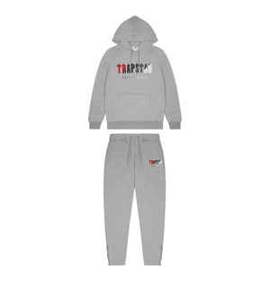 Mens Grey/Red Chenille Decoded Hooded Tracksuit "TStar"