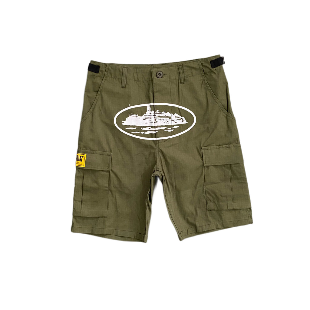 Mens Cargo Army Green Shorts "Crt*z"