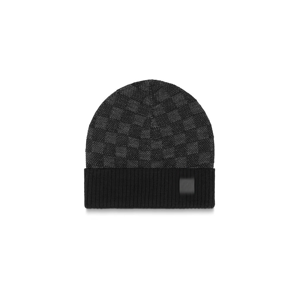 Mens NEW Black Chequered Beanie "VL"