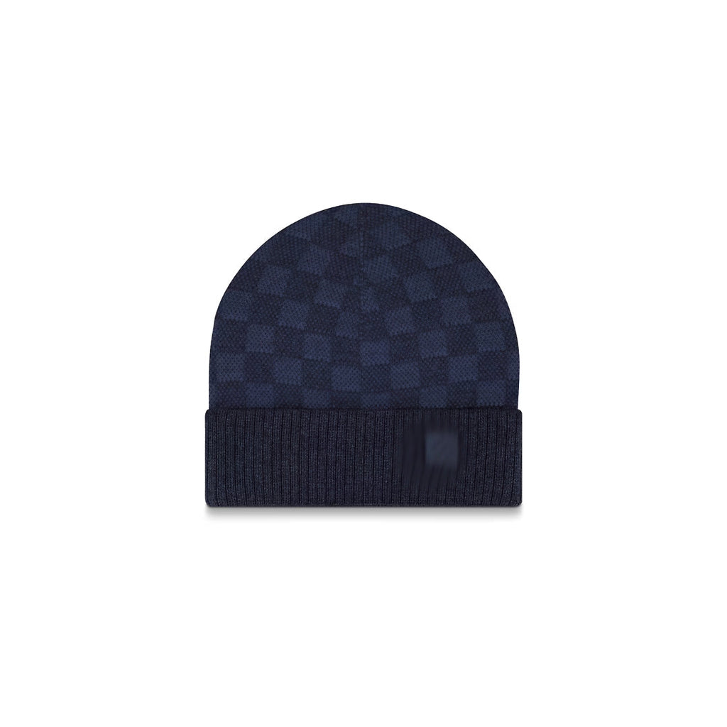 Mens NEW Navy Chequered Beanie "VL"