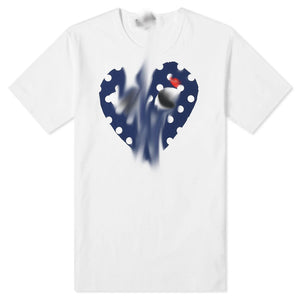 Mens White/Blue Polka T-shirt “CDG”