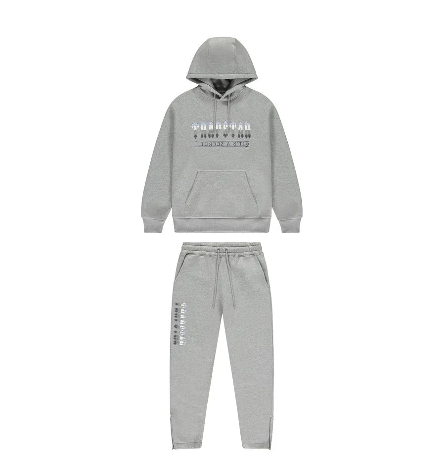 Mens 2.0 Grey/LightBlue Chenille Decoded Hooded Tracksuit "TStar"