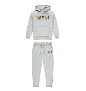 Mens Grey/Orange Chenille Decoded Hooded Tracksuit "TStar"